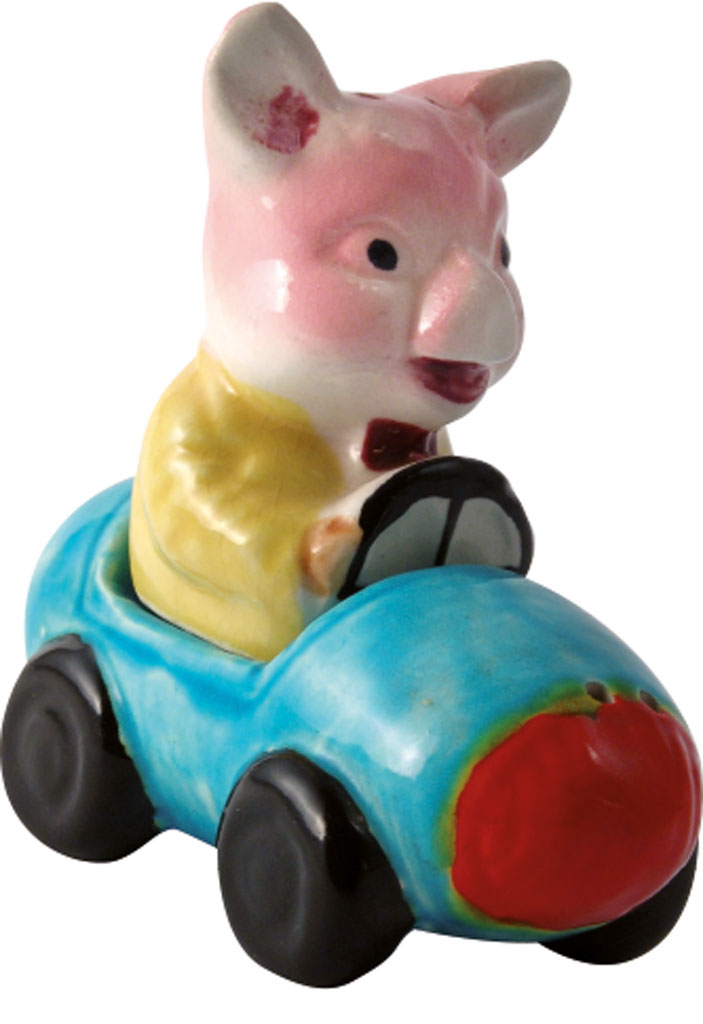pig driving a car