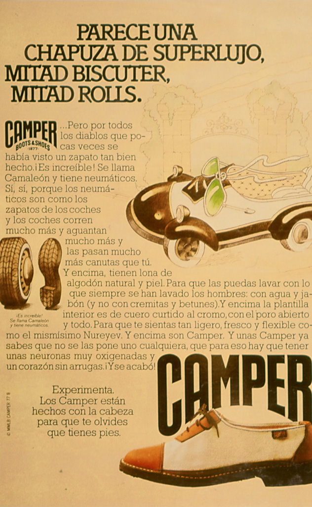 Uno tra gli esclusivi e originali poster esposti a Life on Foot, la mostra che celebra I 40 anni di Camper