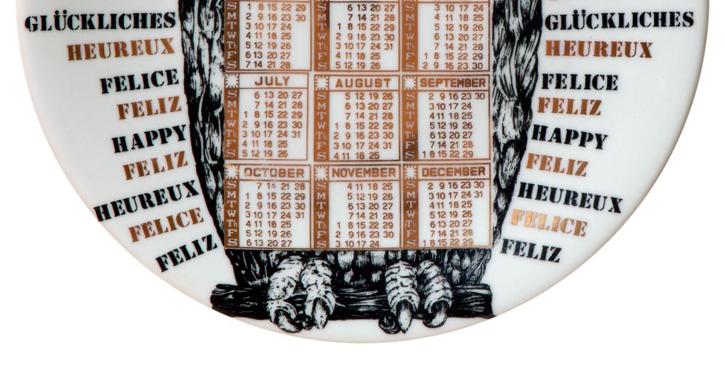 Fornasetti, piatto Calendario 1984